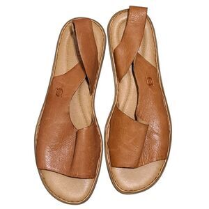 Born Inlet Boho Soft Buttery Leather Slingback Open Toe Sandals Size 11 Clay